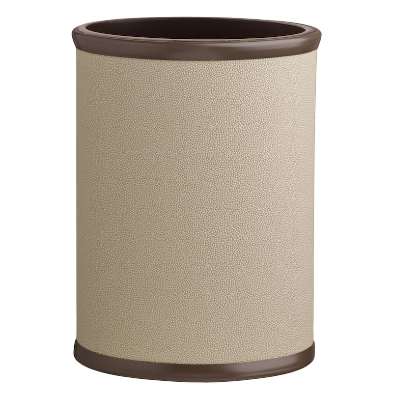 COSMOPOLITAN 13qt Shagreen-Textured Oval Wastebasket with Liner - N/A - Beige