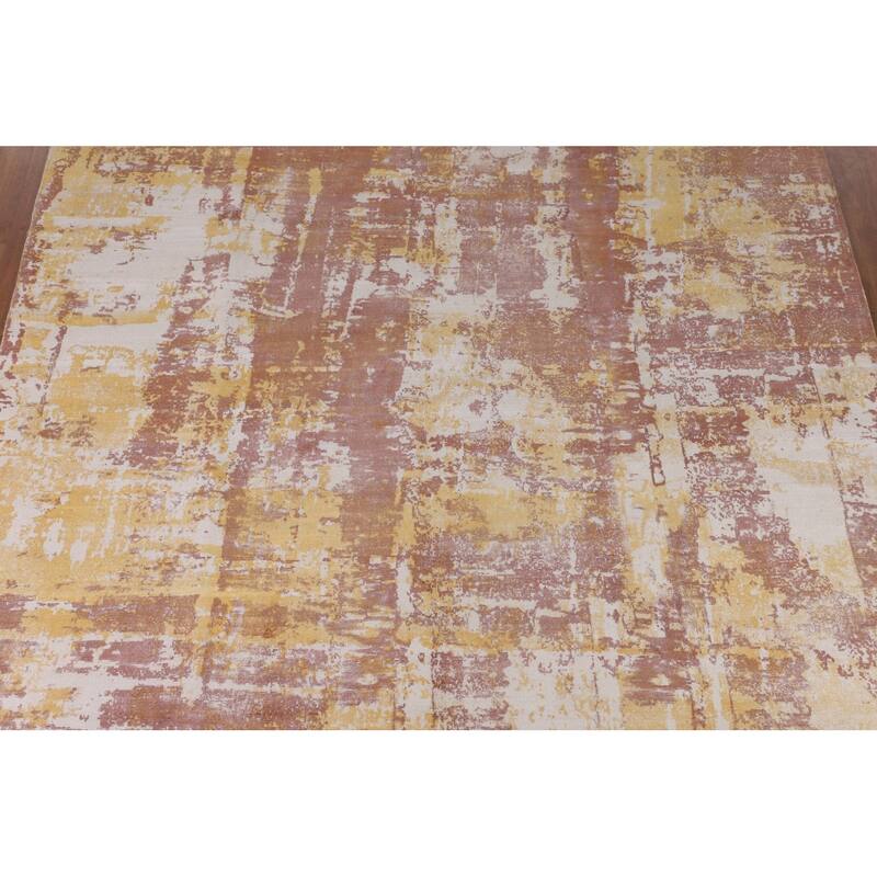 All-Over Contemporary Abstract Area Rug Hand-Knotted Wool Carpet - 9'0" X 12'0"
