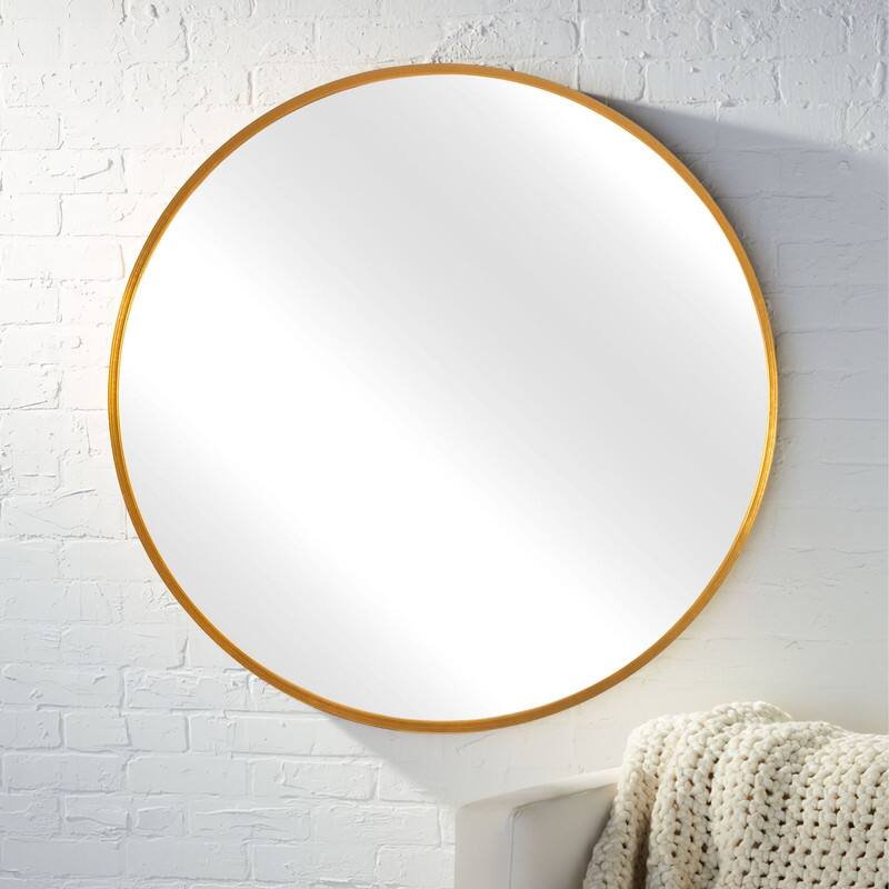 Classic Round Accent Bathroom Mirror Metal Frame Hanging Wall Mounted Circle Mirror for Wall Decor Vanity Entryway Living Room
