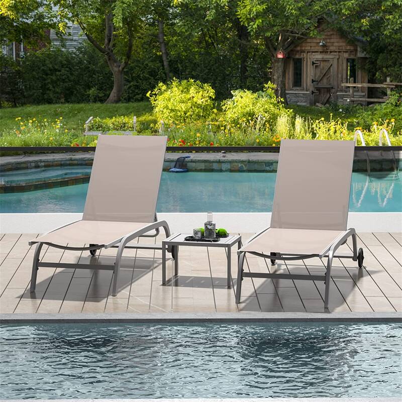 Two Outdoor Lounge Chairs with 1 Table
