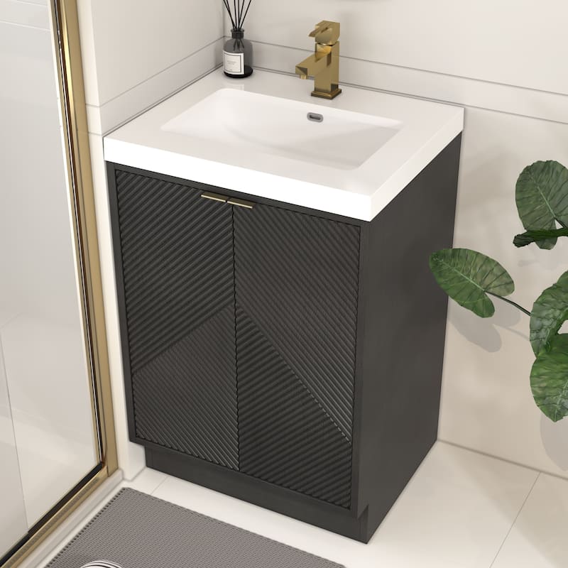 Milano 24" Freestanding Bathroom Vanity with White Acrylic Sink
