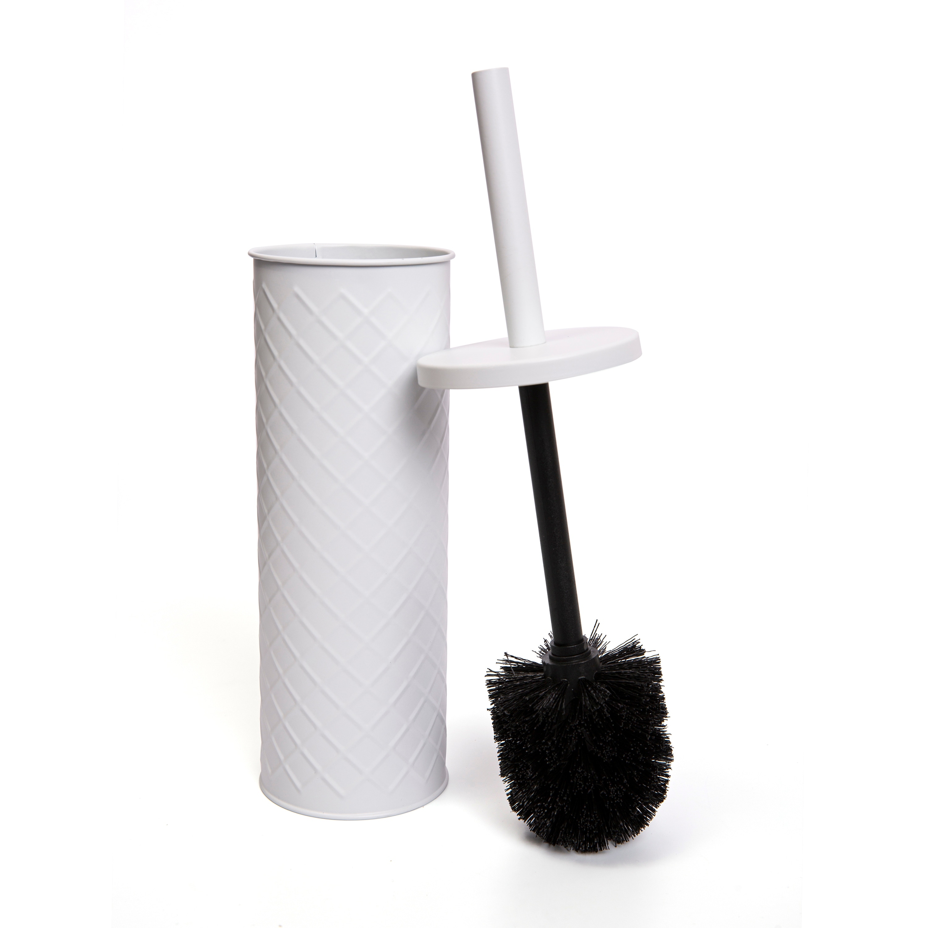 Modern Décor Toilet Brush Holder With Diamond Embossing Bed