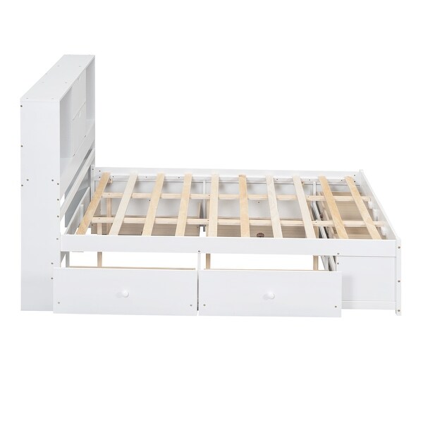 Storage Platform Bed with Open Storage Headboard and 8