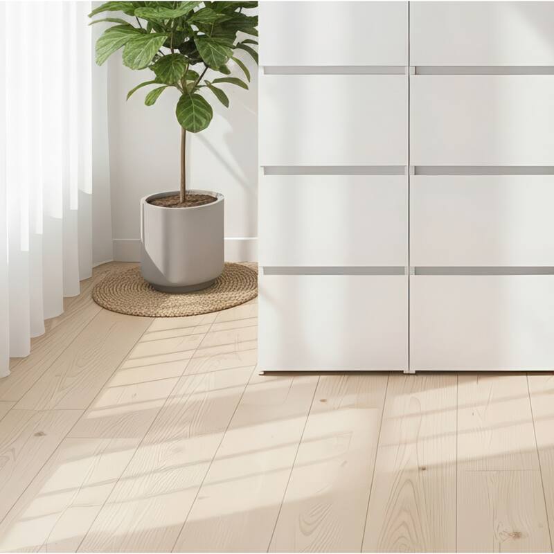 Elise Modular Wood Closet System with Mirror in White - 47.1"D x 17.72"W x 70.9"H