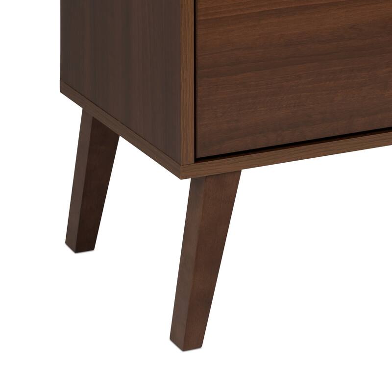 Prepac Milo Mid-Century Modern 2 Drawer Nightstand, Bedside Table, Contemporary Bedroom Furniture