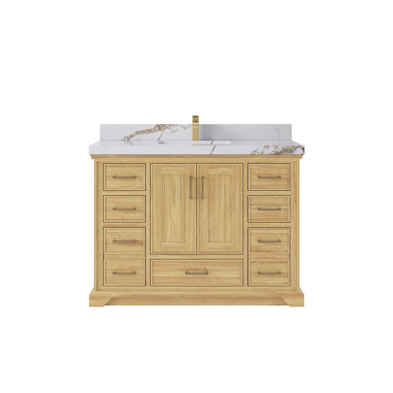 Willow Collections 48 in. W x 22 in. D Charlotte Teak Single Sink Bathroom Solid Teak Vanity with Countertop