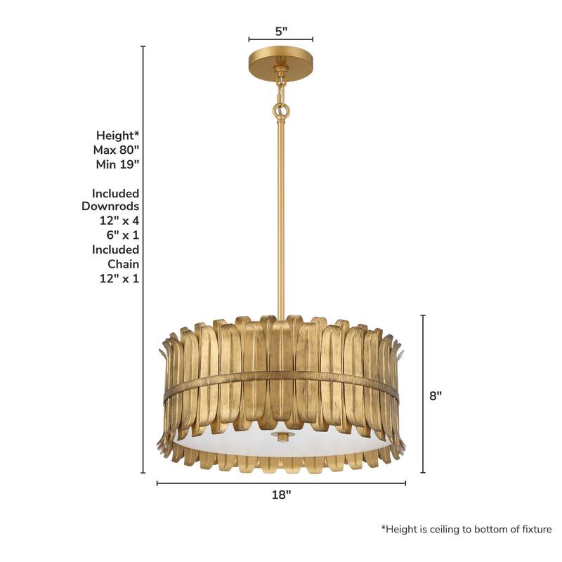 Hunter Valdaz Brushed Luxe Gold 3 Light Pendant - Modern & Contemporary - Kitchen, Dining Room, Bedroom, Office