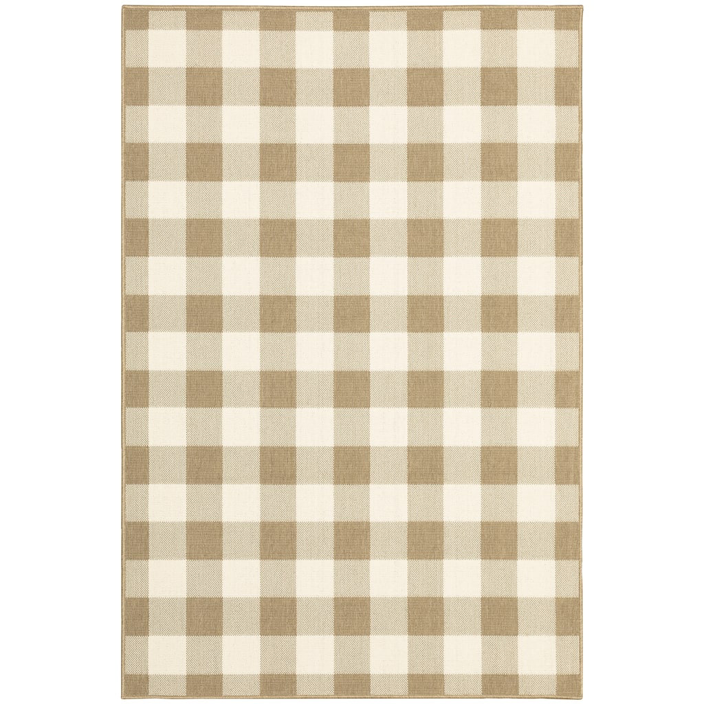 Macon Tan Ivory Geometric Outdoor Casual Area Rug
