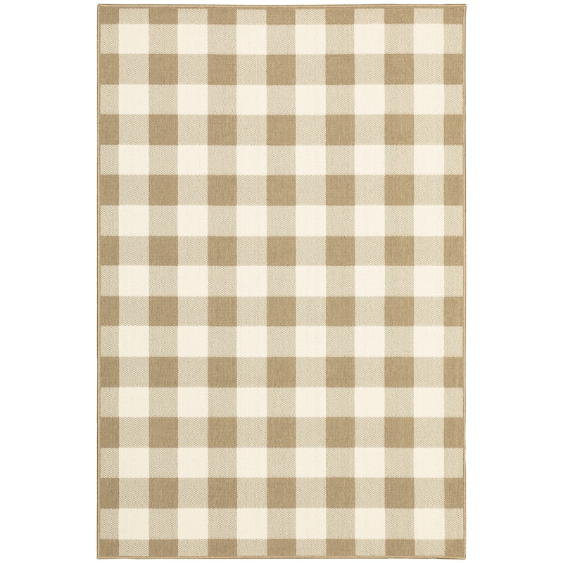 Macon Tan Ivory Geometric Outdoor Casual Area Rug