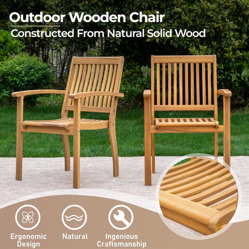 MAISON ARTS Acacia Wood 7/9-Piece Patio Dining Sets, Outdoor Dining Set with Expandable Teak Dining Table and Wooden Chairs