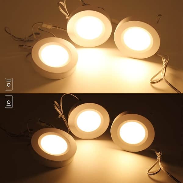 Shop 3 Pcs Led Puck Lights Under Cabinet Lighting Kit Rgb 3000k Warm White On Sale Overstock 22835590 1