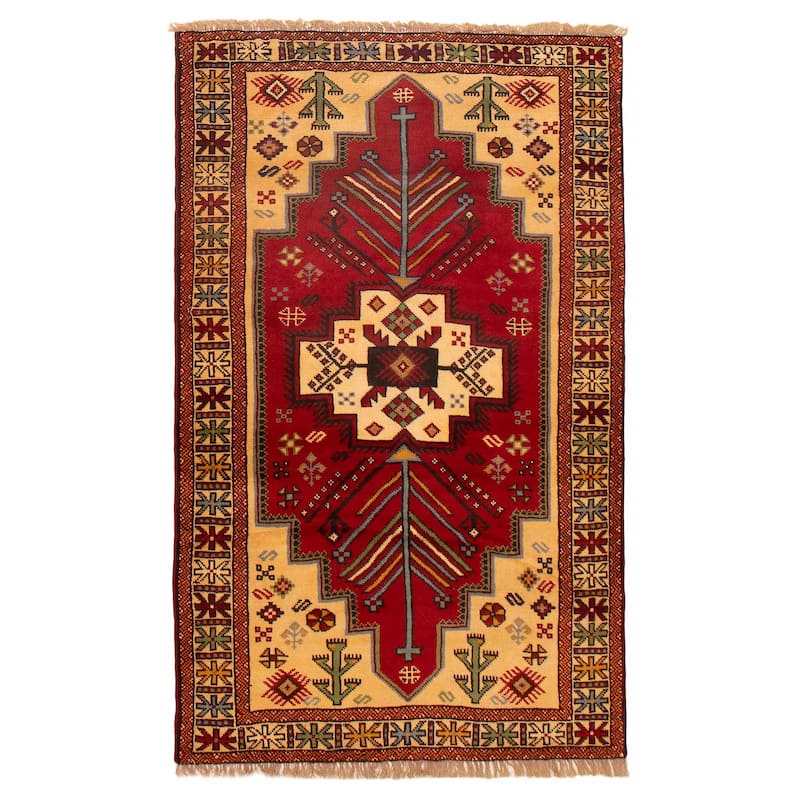 ECARPETGALLERY Hand-knotted Melis Red Wool Rug - 3'11 x 6'5 - Red - 3'11 x 6'5