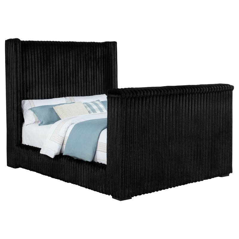 Centergrove Upholstered Wingback TV Bed Black