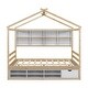 preview thumbnail 8 of 28, Full House Bed with Roof Frame, Bedside-shelves, Under Bed Storage Unit