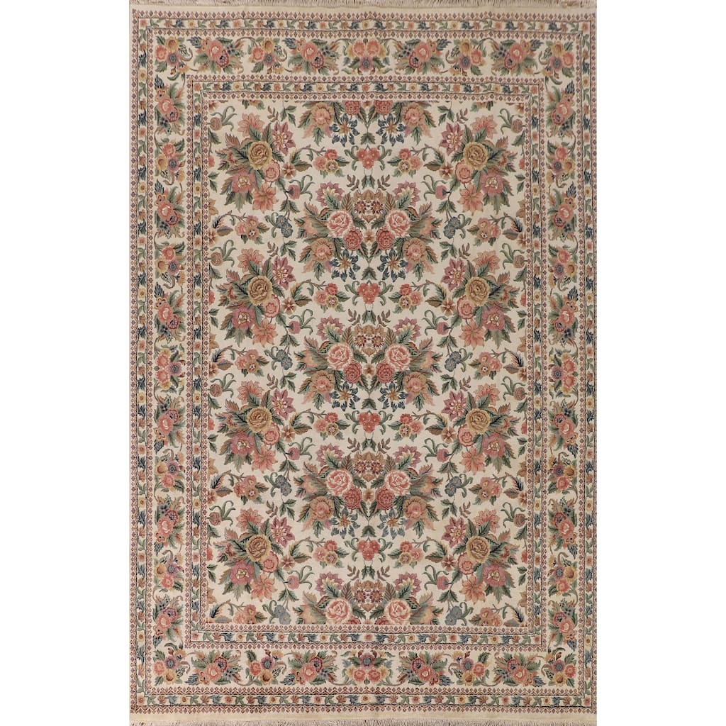 All-Over Floral Aubusson Chinese Area Rug Handmade Wool Carpet - 8'9"x 12'3"