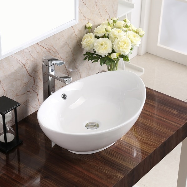 slide 2 of 8, Karran Valera 23" Vitreous China Vessel Bathroom Sink in White with Overflow Drain