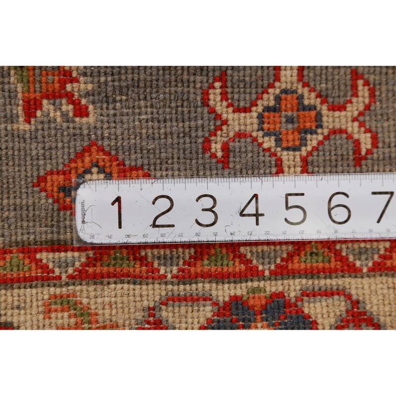Geometric Kazak Foyer Rug Hand-Knotted Wool Carpet - 2'8"x 4'0"