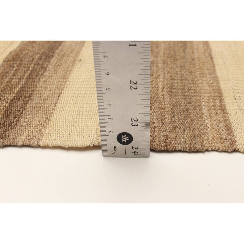 ECARPETGALLERY Flat-Weave Boho Cream Wool Kilim - 6'7 x 9'5