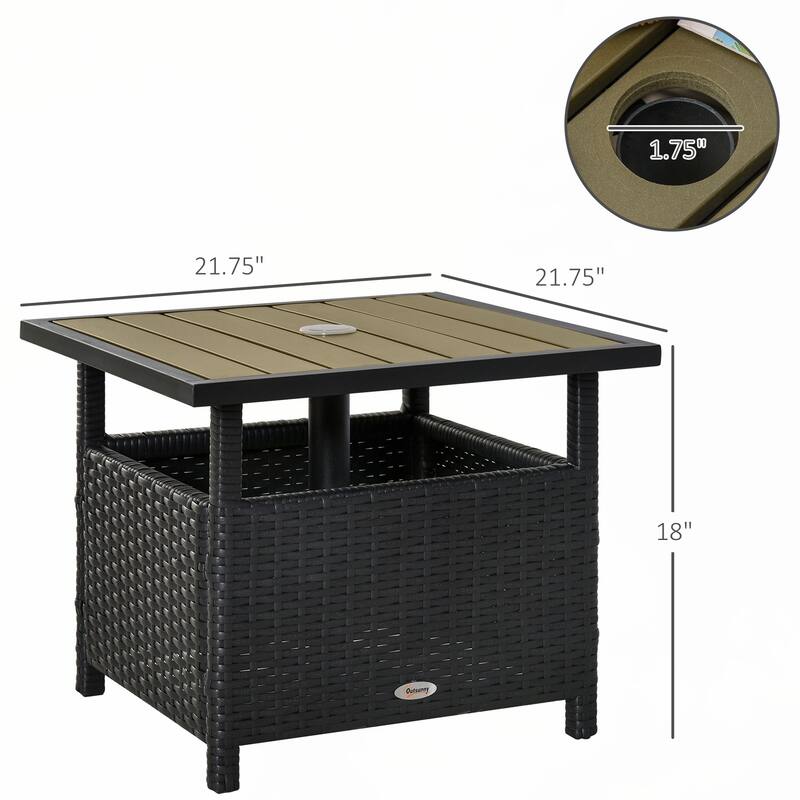 Outsunny 22" Rattan Wicker Side Table