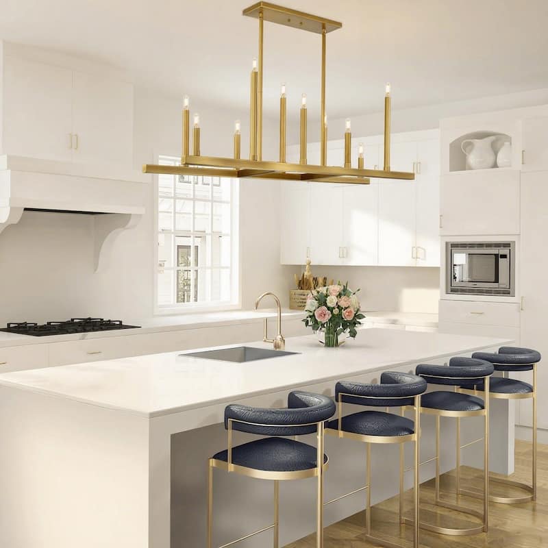 10 - Light Dimmable Modern Linear Kitchen Island Chandelier - 48.2 in