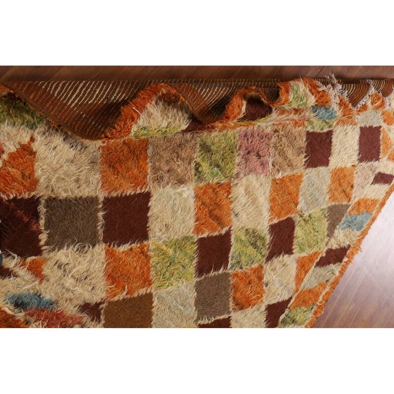 Hand Knotted Oriental 100% Wool Carpet Modern Geometric Oranges & Rust Moroccan Area Rug - 6' 4'' X 5' 2''