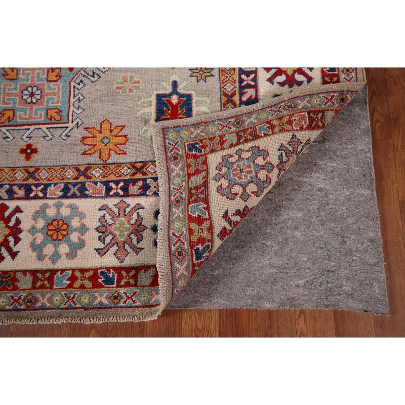 Beige Kazak Oriental Area Rug Hand-Knotted Bedroom Wool Carpet - 6'7" x 9'8"