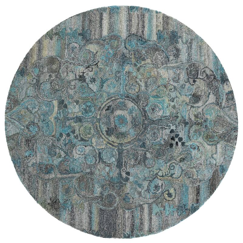 SAFAVIEH Handmade Anatolia Denka Traditional Rug - 6' Round - Grey/Turquoise