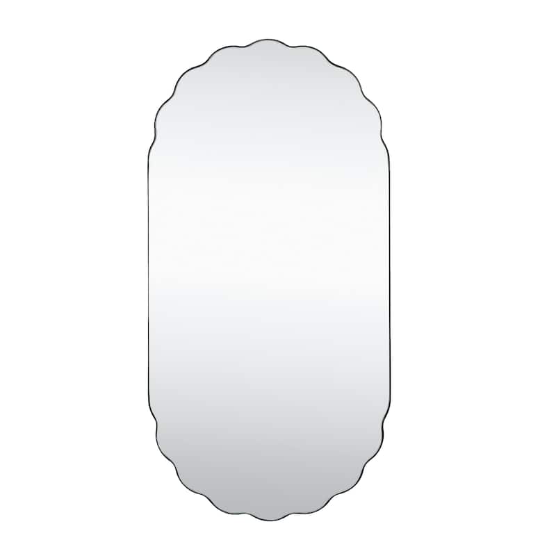 Glass Wall Mirror with Wood Frame - Black