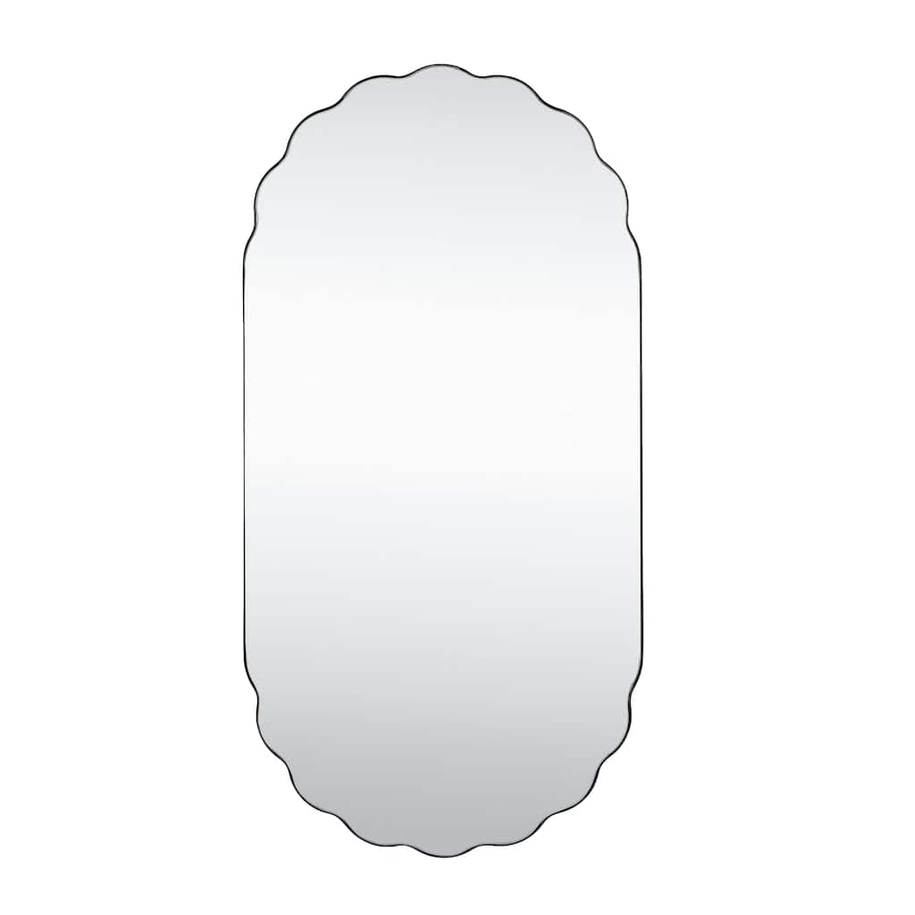 Glass Wall Mirror with Wood Frame