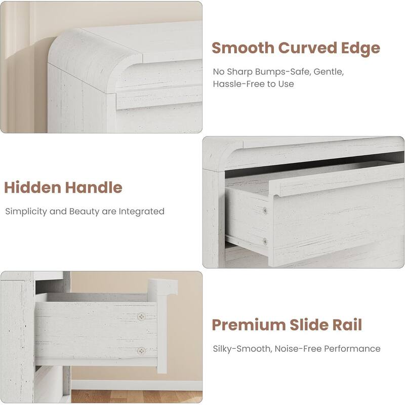 5 Drawer Curved Profile Design Dresser for Bedroom, Living Room, Entryway, Nursery