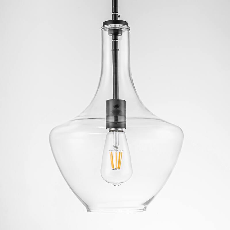 10.4" 1-Light Modern Bell-Shaped Chrome/Gold/Matte Black Clear Glass Pendant Light for Kitchen Island Dining Room