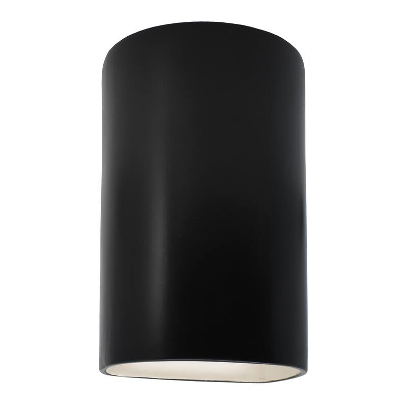 Justice Design Ambiance - Large Cylinder Wall Sconce - Open Top & Bottom (Outdoor) - Replaceable Bulb - Carbon Matte Black