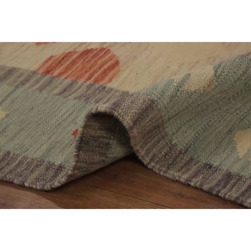 Hand Woven Oriental 100% Wool Carpet Southwestern Tribal Multi-Colored Kilim Area Rug - 6' 11'' X 5' 0''