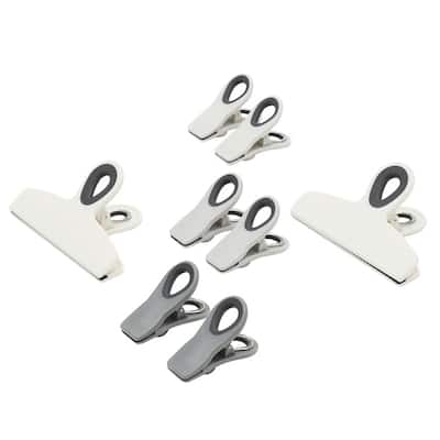 Home Basics Magnetic Plastic Bag Clips Set, White-Grey, 8 Pack - White - N/A