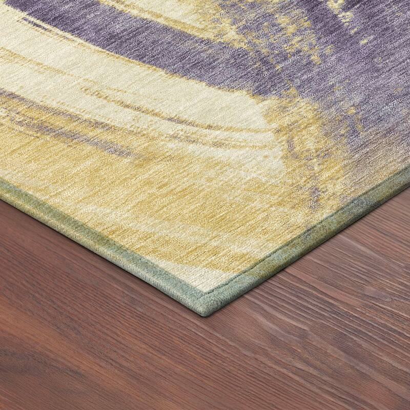Machine Washable Indoor/ Outdoor Abstract Brushstroke Chantille Rug