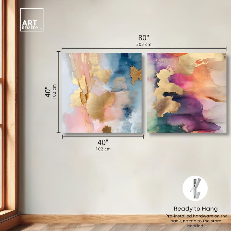 Gold Foil Set Canvas Set of 2 by Art Remedy, Gallery Wrapped