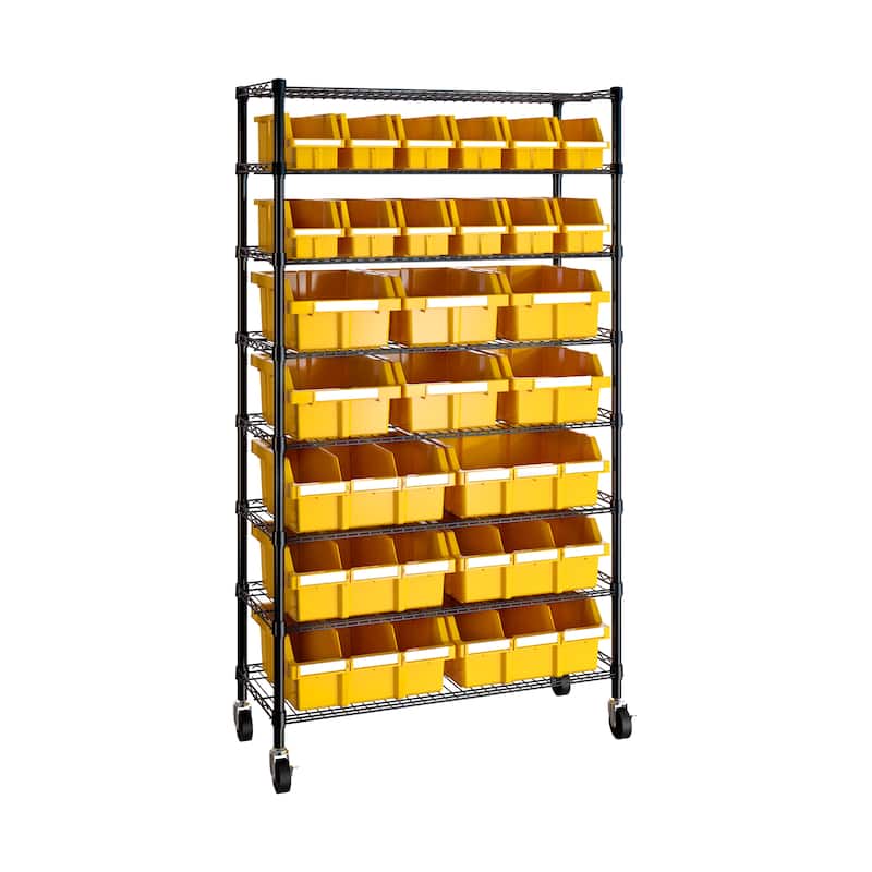 8-Tier Commercial NSF Certified 24-Bin Rack Storage System (36 in. W x 64 in. H x 14.25 in. D)