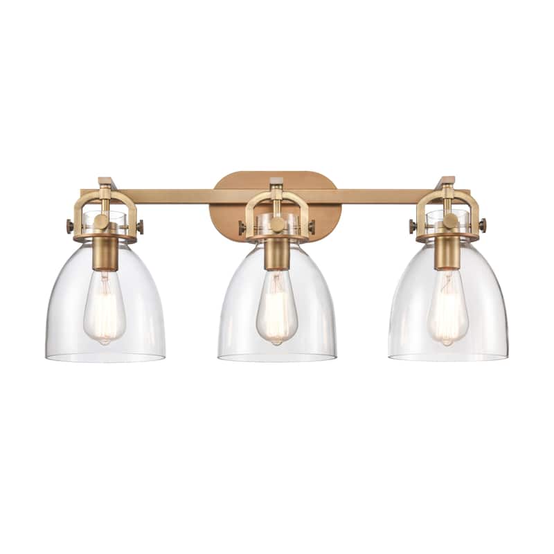 Innovations Lighting 410-3W-12-27 Newton Bell Vanity Newton Bell 3 - Brushed Brass / Clear
