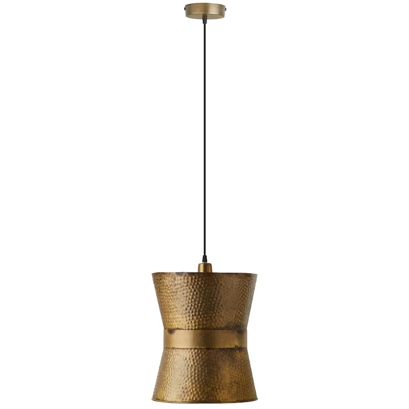 Lyra River of Goods Antique Gold Metal Pendant Light with Adjustable Hanging Cord - 11.75" x 11.75" x 16/81" - 11.75" x 11.75" x 16/81" - Antique Gold