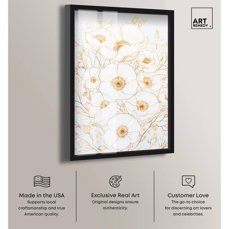 White and Gold Poppies II Shadowbox by Art Remedy
