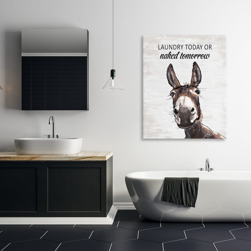 Stupell Laundry Today Naked Tomorrow Donkey Canvas Wall Art Design By Lettered and Lined