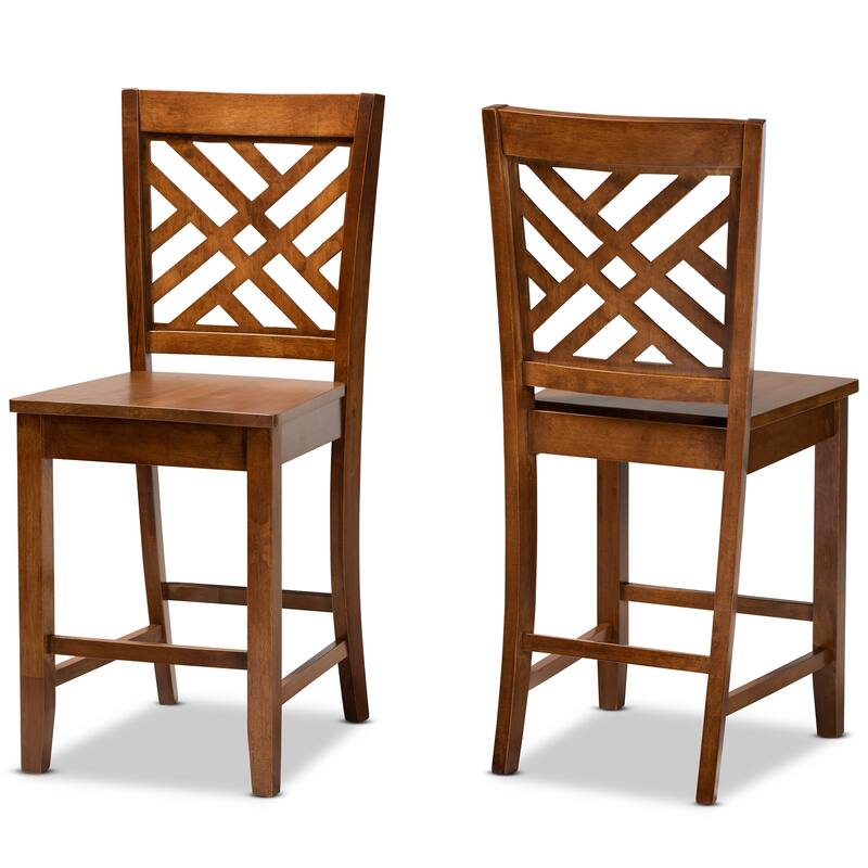 Caron Modern and Contemporary Transitional 2-Piece Counter Stool Set - Walnut