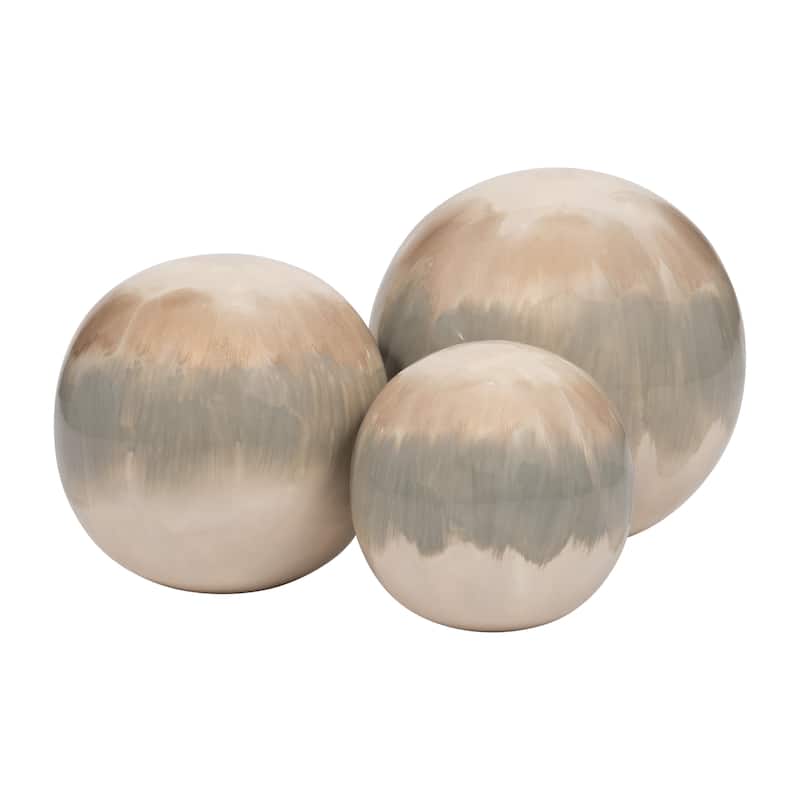 Sagebrook Home Set Of 3 4/5/6" Metal Abstract Round Galaxy Orbs