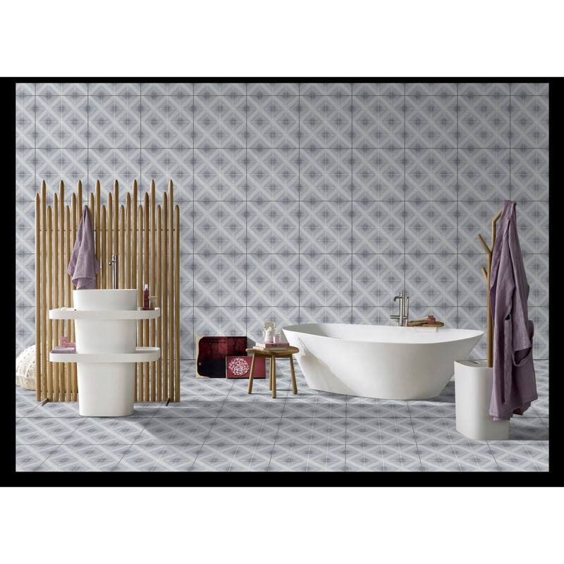 Cadiz 12 x 12 Ceramic Tile for Wall in Dark/Light Blue and Grey