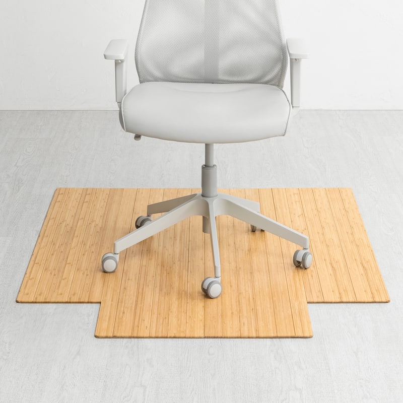 Jani Eco Bamboo Standard Natural Chair Mat with Lip - (44 x 52), Eco-Friendly Chair Mat - Brown