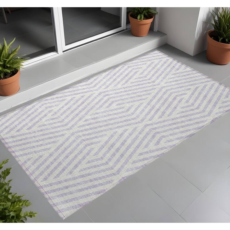 Alnara Abstract Shapes Weather Resistant Versatile Elegance Outdoor Rug - 2' x 3' - Multi