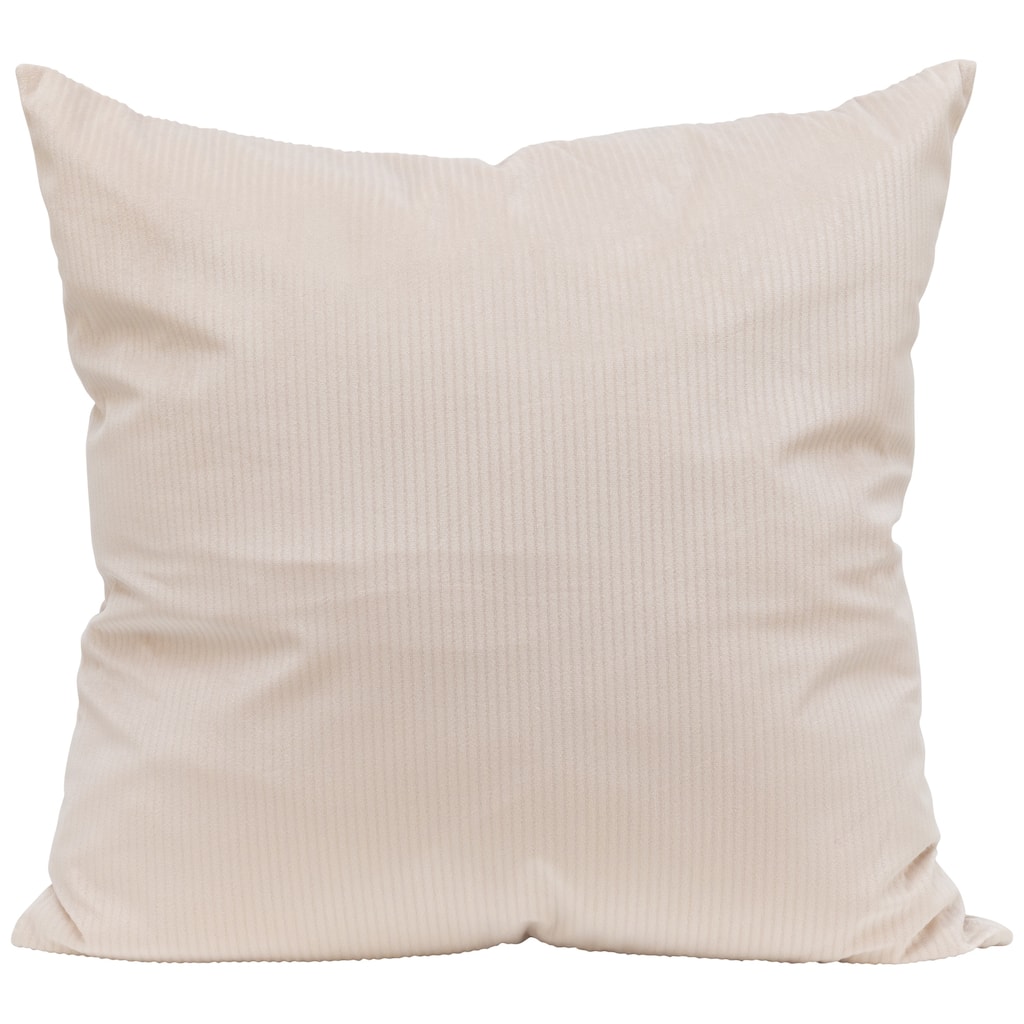 18" Cream Corduroy Square Textured Throw Pillow