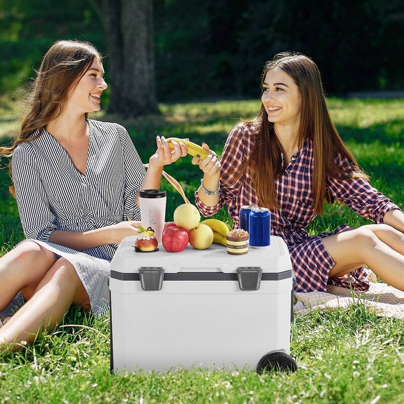 Portable Insulated Cooler with Wheels & Cup Holder for Outdoors