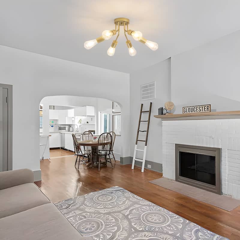 6-Light Modern Sputnik Light Fixture Semi Flush Mount Ceiling Lighting - 14.76' W