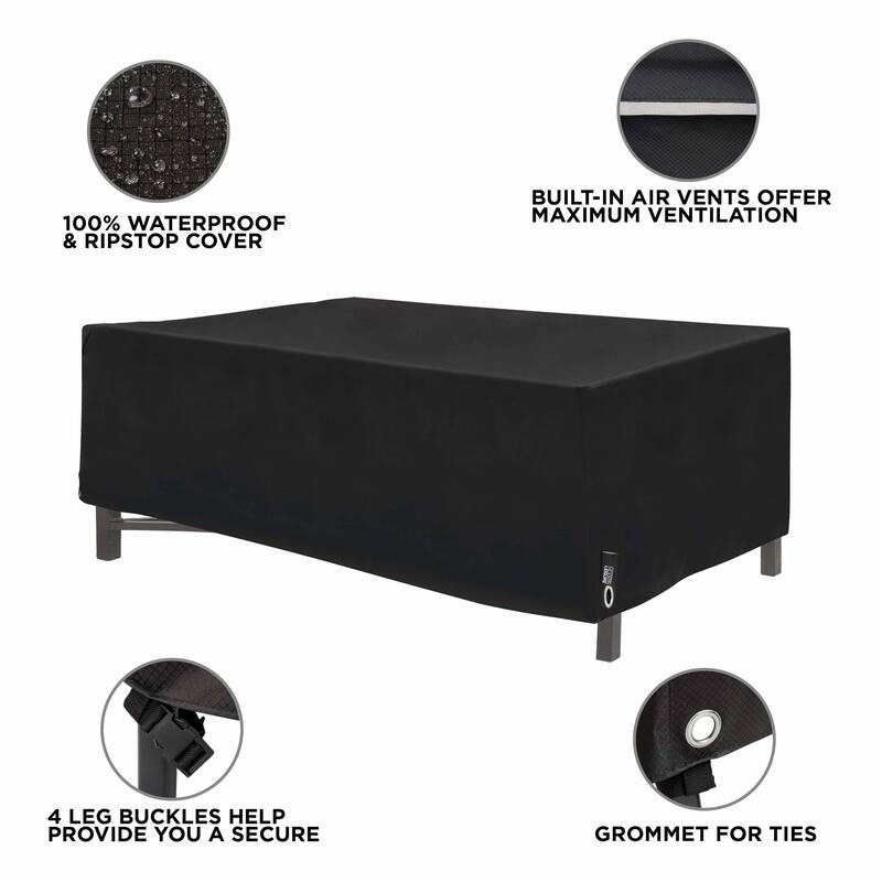 Modern Leisure® Black Diamond Patio Ottoman/Coffee Table/Fire Pit Cover, Waterproof, 48"L x 25"W x 18"H, Black
